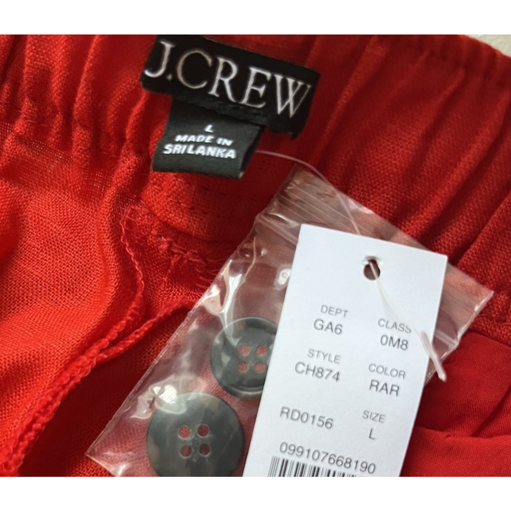 J Crew 3" Harbor Short in Linen Womens Large Red Arroyo Shorts - Picture 6 of 8